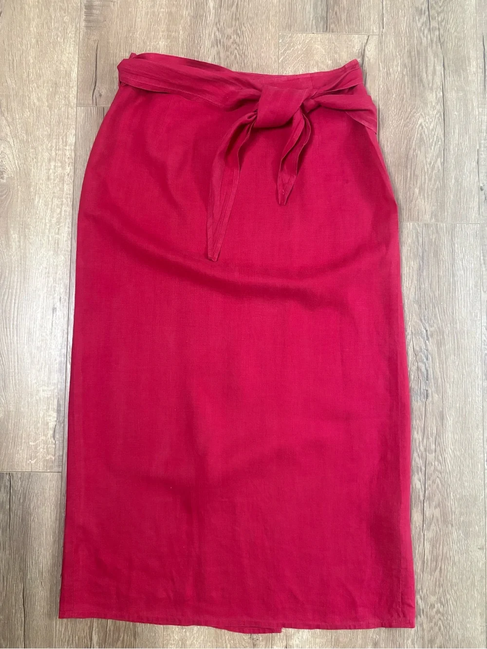 Vintage di Bari wrap skirt 100% linen, made in Italy Burgundy Size 40(M) - Picture 4 of 12